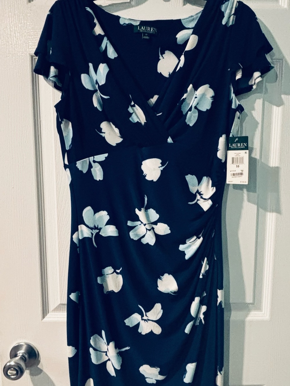 Ralph Lauren Navy Floral Midi Wrap Dress